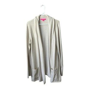 Lilly Pulitzer Women's Gold Shimmer Long Sleeve Open Front Cardigan Size XL